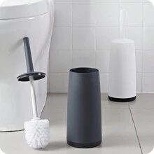 1 set perie de toaletă cu peri rigizi în stil european, design fără unghi mort, curățare eficientă a băii, set perie și suport pentru toaletă, perie de curățare simplă pentru uz casnic cu mâner lung, bază creativă rezistentă la stropire, set perie de toaletă, decor baie de vară