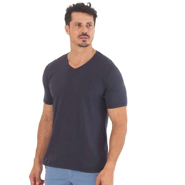 Camiseta Gola V Masculina Camisa Básica Manga Curta 100% algodão
