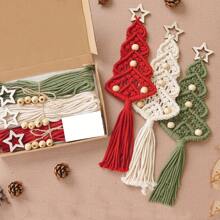 Bộ đồ trang trí Giáng sinh Macrame Cây thông Noel dệt Đồ trang trí treo tường nhỏ DIY Boho Giáng sinh - Nhiều màu - Xem 2