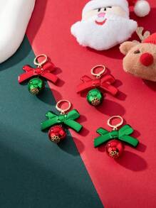 2 件/套时尚圣诞可爱蝴蝶结设计耳环，适合女性派对、节日和日常佩戴 - 蝴蝶結 - 查看 1