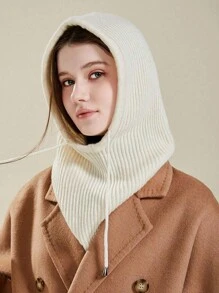 1pc Autumn/Winter Knitted Hat With Scarf, Vintage Thicken Drawstring Beanie Cap, Fashion Versatile Warm Hat & Scarf Set For Men And Women - 1pcs - View 1