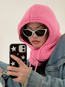 1pc Autumn/Winter Knitted Hat With Scarf, Vintage Thicken Drawstring Beanie Cap, Fashion Versatile Warm Hat & Scarf Set For Men And Women - 1pcs - View 8