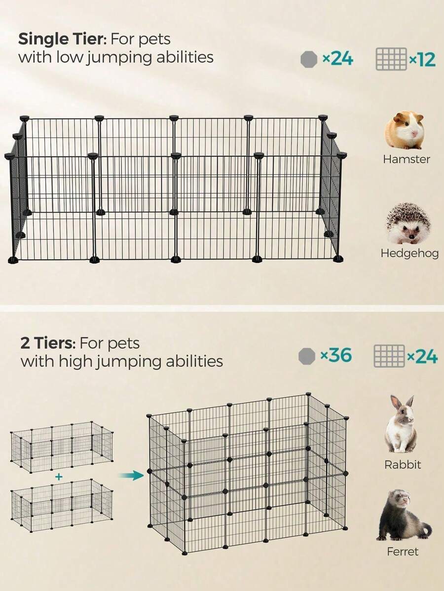 SONGMICS Guinea Pig Cage, Indoor Rabbit Run Hutch Cage, Exercise