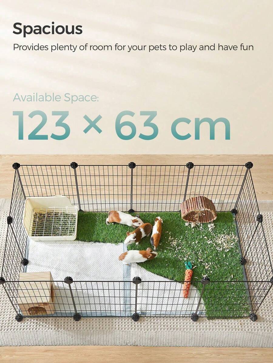 SONGMICS Guinea Pig Cage, Indoor Rabbit Run Hutch Cage, Exercise