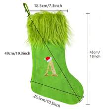 1pc Personalized Green Fluffy Stocking With Embroidered Lettering - 18 "Holiday Home And Party Decorations, Decorations, Stockings, Home Decor, Venue Decor, Large Knitted Green Furies, Lettering Stockings, Best Gifts Birthday Christmas Decorations Room Decor Christmas Winter Christmas Decorations Home Christmas Gifts Christmas Decor - Green - View 4