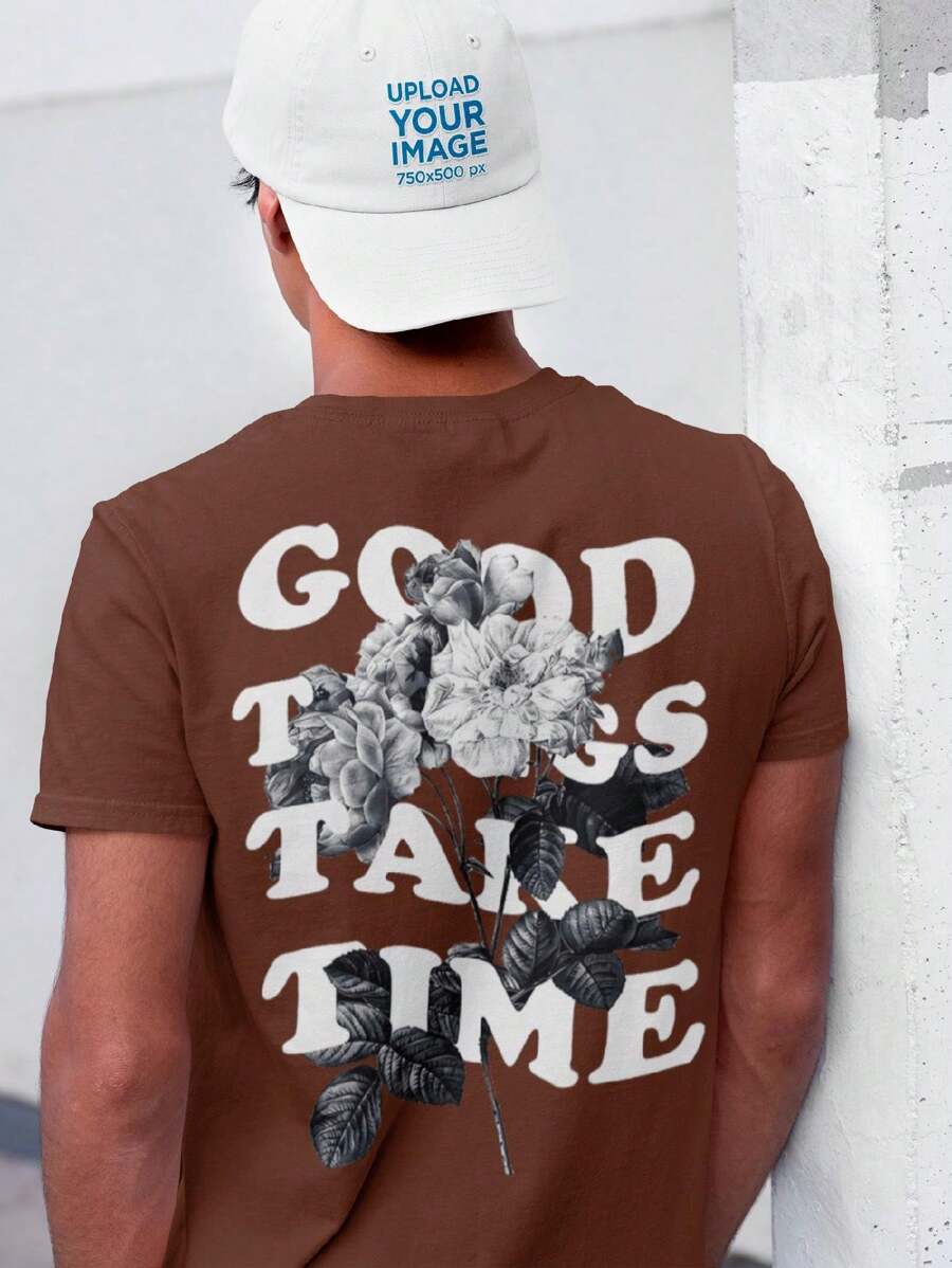 Men's T-Shirt 100% Cotton Premium Genuine Grit Streetwear Shirt - 鏽棕色 - 查看 1