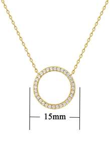 1pc Minimalist Round Cubic Zirconia Necklace, 925 Sterling Silver Pendant Clavicle Necklace, Elegant Jewelry Gift, Suitable For Girls Daily And Date Outfit Decoration