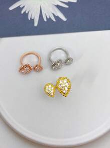 1 pieza Anillo abierto ajustable con gota de agua y cristal de fantasía bohemio, joya de mujer de oro y plata como regalo - anillo de gota de agua - Ver 4