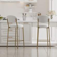 Counter Height Bar Stools,Modern Counter Stool Faux Leather Barstools With BackMetal BaseUpholsteredArmless,For Kitchen BistroPub - White - View 2