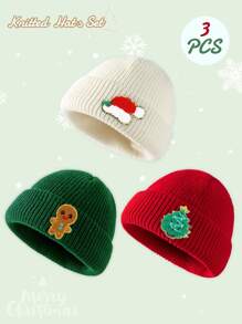 3 Pcs Knitted Christmas Hats, Christmas, Party, Daily Warm Match For 3-8 Years Old Boy And Girl Baby Friends Party - Multicolor - View 9