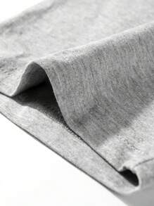 PAYEAH Art Design Letter Print May Be Late For Some T-Shirts (Single Piece)100% Cotton 220g Heavy Cotton T Shirt - 灰色 - 查看 4