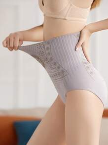 1pc Women Seamless High Waist Slimming Shaping Leggings [Tight Fit Version, Please Order 1-2 Sizes Up For Loose Fit], Shaping Tummy Control Panties, Plus Size Breathable Shapewear - Dusty Purple - View 4