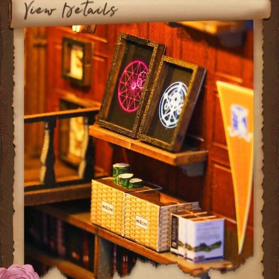 DIY Dollhouse Miniature Book Nook Assemble Kit Magic House Style 3D