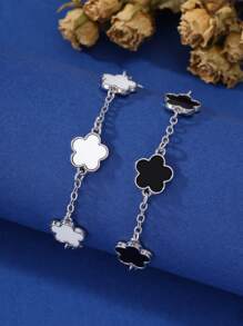 2pcs Minimalist & Stylish Floral Design Copper Bracelets, Daily Wear Gift For Women, Date/Graduation