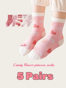 5 双四季粉色系列甜心透气柔软儿童袜子