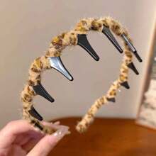 1 件豹纹休闲优雅性感街头风格 ABS 波浪发带头带，适合休闲、秋冬新品 - 彩色 - 查看 12