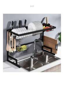 Dish Drainer, Kitchen Storage, Kitchen Organization, Cleaning, Sink - Black - View 5
