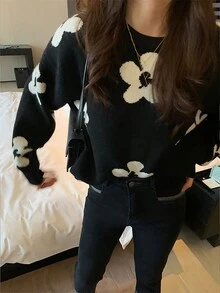 Women's Casual Simple Round Neck Pullover Sweater