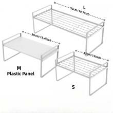 1pc Kitchen Cabinet Storage Rack, Iron Dish Organizer Rack With Multiple Layers, Multifunctional Countertop Storage Shelf, Available In 3 Sizes And 2 Colors