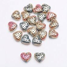 20 chiếc/100 chiếc 13*15mm Hạt thủy tinh tráng men hình trái tim có lỗ ở giữa Phụ kiện làm đồ trang sức tự làm, Thích hợp làm hoa tai, vòng cổ, móc khóa, mặt điện thoại, quà tặng sinh nhật/ngày lễ - Tim hoa 13*15mm - Xem 21