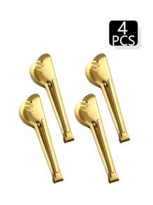 2/4 件不锈钢半圆形食物夹，厨具烹饪工具适用于沙拉、意大利面、烧烤、自助餐 - 金色 - 查看 8