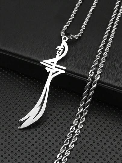 剑形镂空吊坠，金/银/黑三色可选，不锈钢材质，时尚华丽，男女皆宜的精美首饰礼品