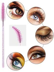 200 件 100 件 50 件睫毛膏棒睫毛刷、眉刷涂抹器化妆刷工具套件用于睫毛延长和化妆 - 彩色 - 查看 6