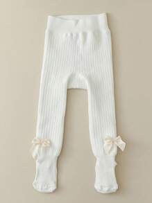 1双儿童冬季打底裤加绒加厚宝宝连裤袜纯色连裤袜配小蝴蝶结可秋冬穿着简约舒适厚实保暖。 - 彩色 - 查看 5