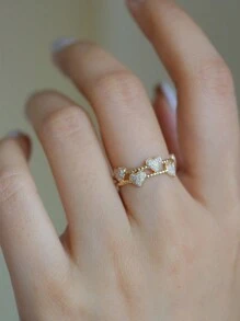 BALMORA 1 Pc Light Luxury Simple S925 Sterling Silver Double Ring Love Ring Niche French Light Luxury Ring Commuting