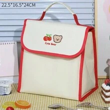 Cute Strawberry Print Insulated Lunch Bag, Compact Bento Box Bag, Tote Bag, Thermal Food Bag, Picnic Bag, Lunch Box Bag - Multicolor - View 5