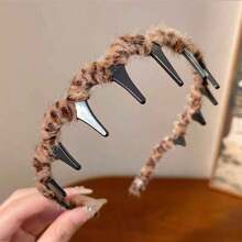 1 件豹纹休闲优雅性感街头风格 ABS 波浪发带头带，适合休闲、秋冬新品 - 彩色 - 查看 5