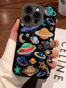 彩色星球印花手机壳兼容 iPhone 16/16 Pro Max、iPhone 15 XR/7/8、iPhone 15 Pro Max、iPhone 12 Pro Max/13 Pro Max/14 Pro Max、iPhone 13/14/11/12P/14P、11P、12P，还兼容三星 Galaxy A12 A14、A23、A33、A72、A52 S22、S23FE、S23 Ultra、S22 Ultra、S24 S24 Ultra 5G、Redmi 11、Redmi Note 12 Redmi 13 Lite、Redmi 手机壳 - 黑色 - 查看 2