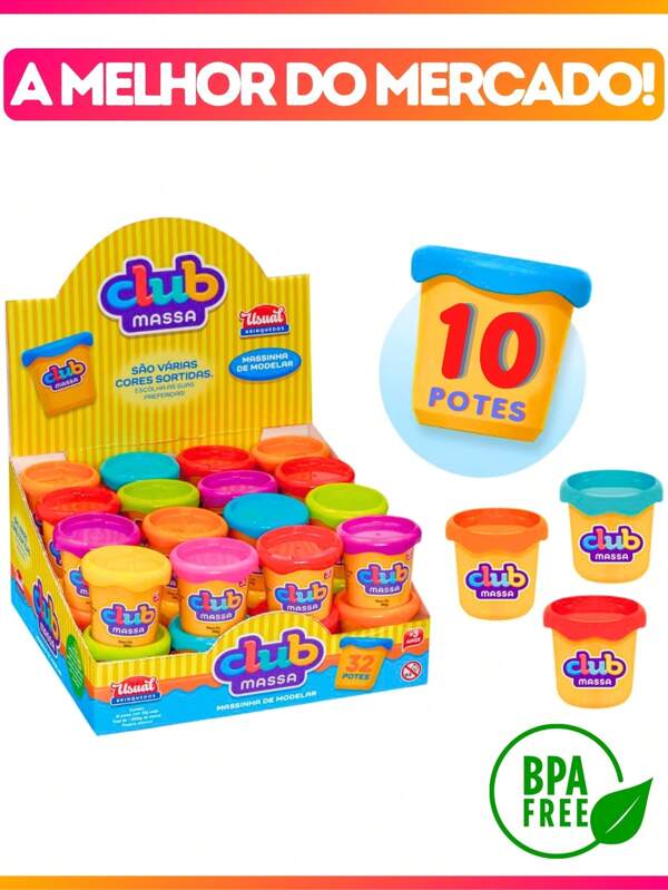 kit de Massinha Modelar Infantil Massa Escolar Várias Cores 50g