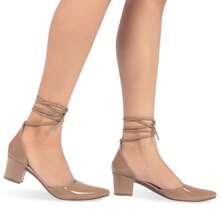 Women's Salomé Thick Heel Pumps Lace-Up For Social Parties - 米色 - 查看 2