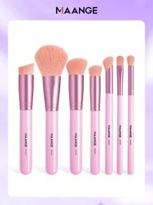 Bộ cọ trang điểm chuyên nghiệp MAANGE 7 chiếc với cán màu hồng hình củ sen, cọ nền, cọ má hồng, cọ phấn phủ, cọ tạo khối, cọ che khuyết điểm, cọ phấn mắt, cọ tán phấn, dụng cụ trang điểm với sợi mềm dễ mang theo, cọ khi đi du lịch, quà tặng cho phụ nữ và trẻ em gái, bộ cọ, bộ cọ trang điểm, bộ cọ trang điểm, bộ trang điểm hoàn chỉnh, bộ cọ trang điểm, bộ trang điểm hoàn chỉnh, bộ cọ, bộ cọ trang điểm, bộ quà tặng trang điểm - Bụi hồng - Xem 2