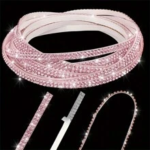 Pegatinas decorativas de coche con cristal y strass - 0,5 cm * 100 cm, Cubierta interior de auto, Accesorios de decoración de coche para niñas, Accesorios brillantes para personalizar el interior del vehículo - L9M0 - Multicolor - Ver 5