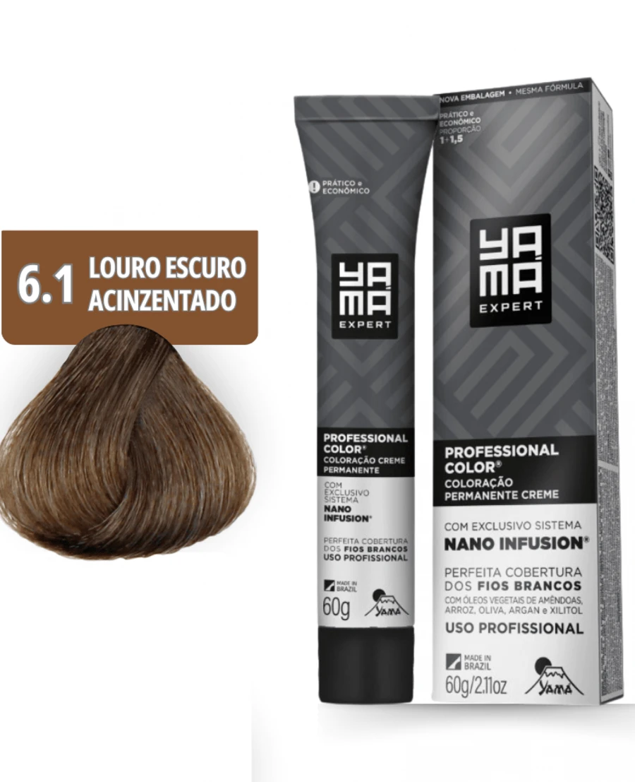 Prof Nano Infusion 6.1 Dark Ash Blonde Yamá Coloring - 白色 - 查看 1