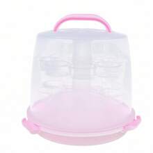 Portable 3-Tier Cupcake Transporter Dome Box Pink Muffin Holder With Locking Lid - Multicolor - View 10