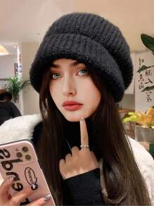 1 件女式针织帽，厚实保暖内衬耳罩冬季帽，蓬松休闲优雅复古街头时尚百搭头饰，适合户外、滑雪、骑自行车、旅行、派对、日常使用 - MM1192 - 查看 8