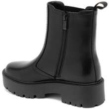 Black Ankle Boots With Lug Sole And Silver Buckle – Rugged Style And Guaranteed Comfort - Black - View 4