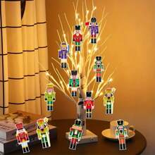 全新圣诞胡桃夹子装饰品，圣诞树挂饰，节日派对和氛围装饰 - 彩色 - 查看 6