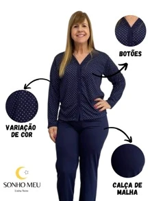 Women's Pajama Set Open Button Mesh Post Surgery Breastfeeding My Dream Night Line - 紫丁香色 - 查看 3