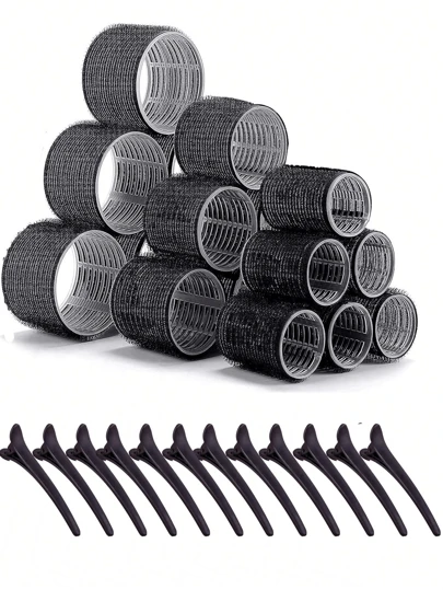 30 pièces Ensemble de bigoudis auto-adhésifs pour boucles soulevées à la racine, sans chaleur, pour une utilisation quotidienne. Accessoires de beauté pour les cheveux à domicile pour femmes