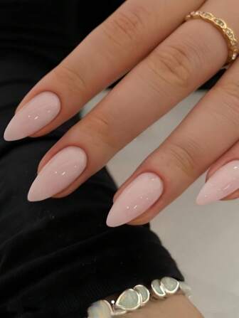 24 st franska mandelformade nagelstickers, eleganta rosa minimalistiska design, mångsidiga lösnaglar för kvinnor, lämpliga för vardag, fest, högtid, inkluderar gelégel och nagelfil, nagelstickers, nagelkonsttillbehör