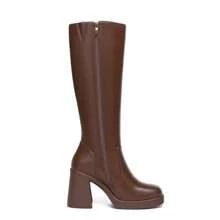 Black Knee High Boots For Women Platform Tall Boots Fashion Square Toe Chunky Heeled Booties - màu nâu - Xem 4