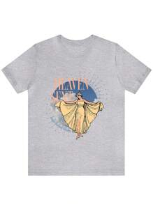 Oversized Style For Women, Heaven Sent T-Shirt, Unisex, 100% Cotton, Soft And Elegant, Perfect For Dreamers And Believers, Features Beautiful Design With Angelic Figure, Great For Casual Wear And Special Occasions, Loose Type T-Shirt For Women - Xám - Xem 2