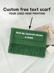 1pc Customized Printed Any Text High-End Scarf, Solid Color Minimalist Warm Scarf, Autumn/Winter - Scarf - View 17