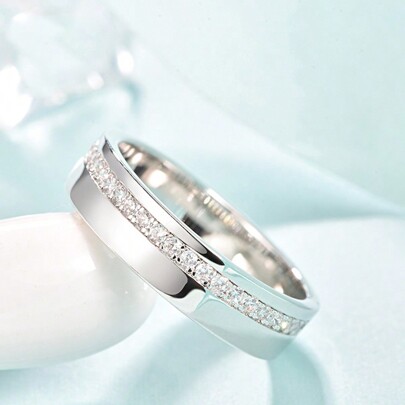 1pc S925 Sterling Silver Fashion Men's Ring, Inlaid With 1.0 Carat Moissanite, Suitable For Men's Daily Wear, Personalized & Creative, Suitable For Gatherings, Dates, Anniversaries, Parties, Father's Day, Halloween, Carnival, Valentine's Day, Birthday Gifts, Silver Weight 9g