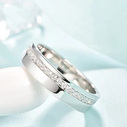 1 pieza Anillo de hombre de plata de ley 925, con 1.0 quilate de moissanita incrustada, adecuado para uso diario de hombres, personalizado y creativo, apropiado para reuniones, citas, aniversarios, fiestas, Día del Padre, Halloween, Carnaval, San Valentín, regalos de cumpleaños, peso de plata 9g