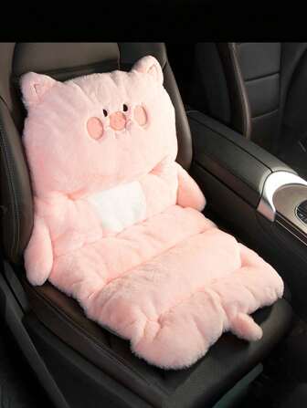 1 件毛绒卡通汽车座椅垫，温暖腰部支撑增高垫